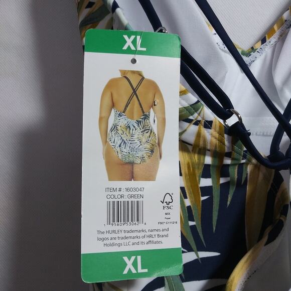 Hurley Ladies' Size Medium, One-Piece Swimsuit, UPF 50+, Cayman Palms Size XL - Picture 9 of 12
